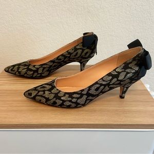 J Crew Gold Leopard Print Kitten Heels Size 6.5